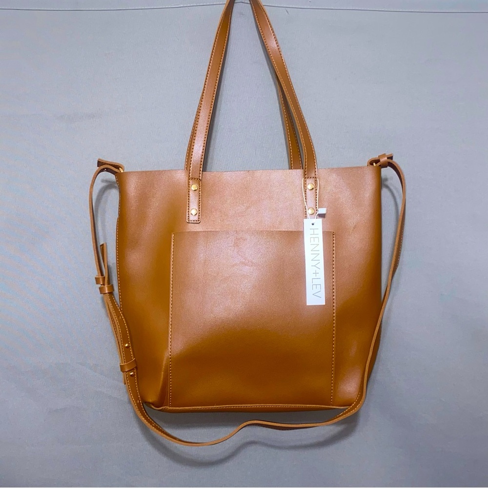 Henny + Lev Tan Vegan Leather Tote Bag Brown Handbag